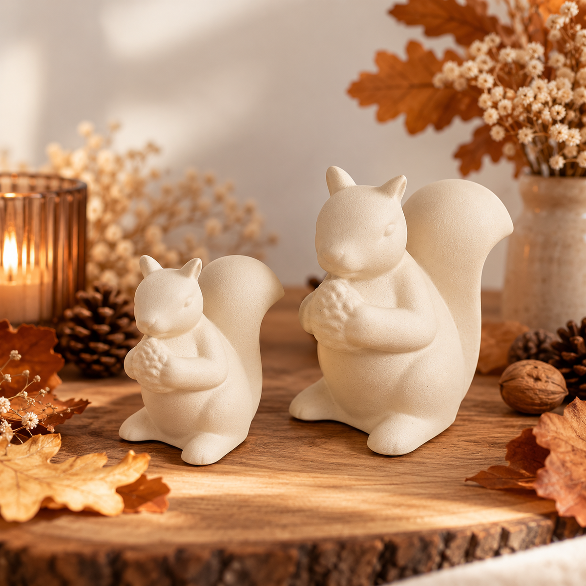 Conjunto Decorativo Esquilos em Jesmonite – 2 Peças
