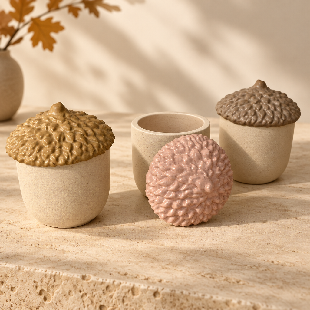 Caixa Decorativa Bolota em Jesmonite