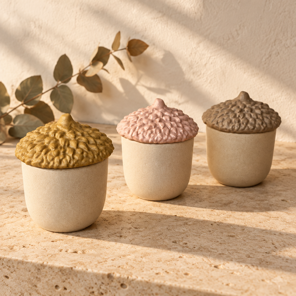 Caixa Decorativa Bolota em Jesmonite